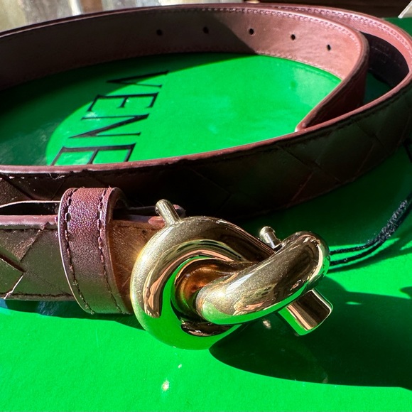 BOTTEGA VENETA Intrecciato Knot Belt Calfskin Sapele Brown 90cm NEW IN BOX $850